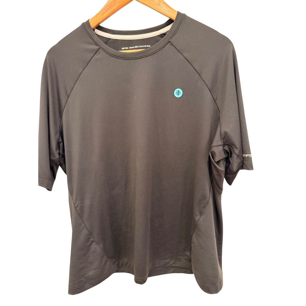 Coolibar UPF 50+ Devi S/S Fitness T-Shirt Sun Protection Zipper Pocket XL Black